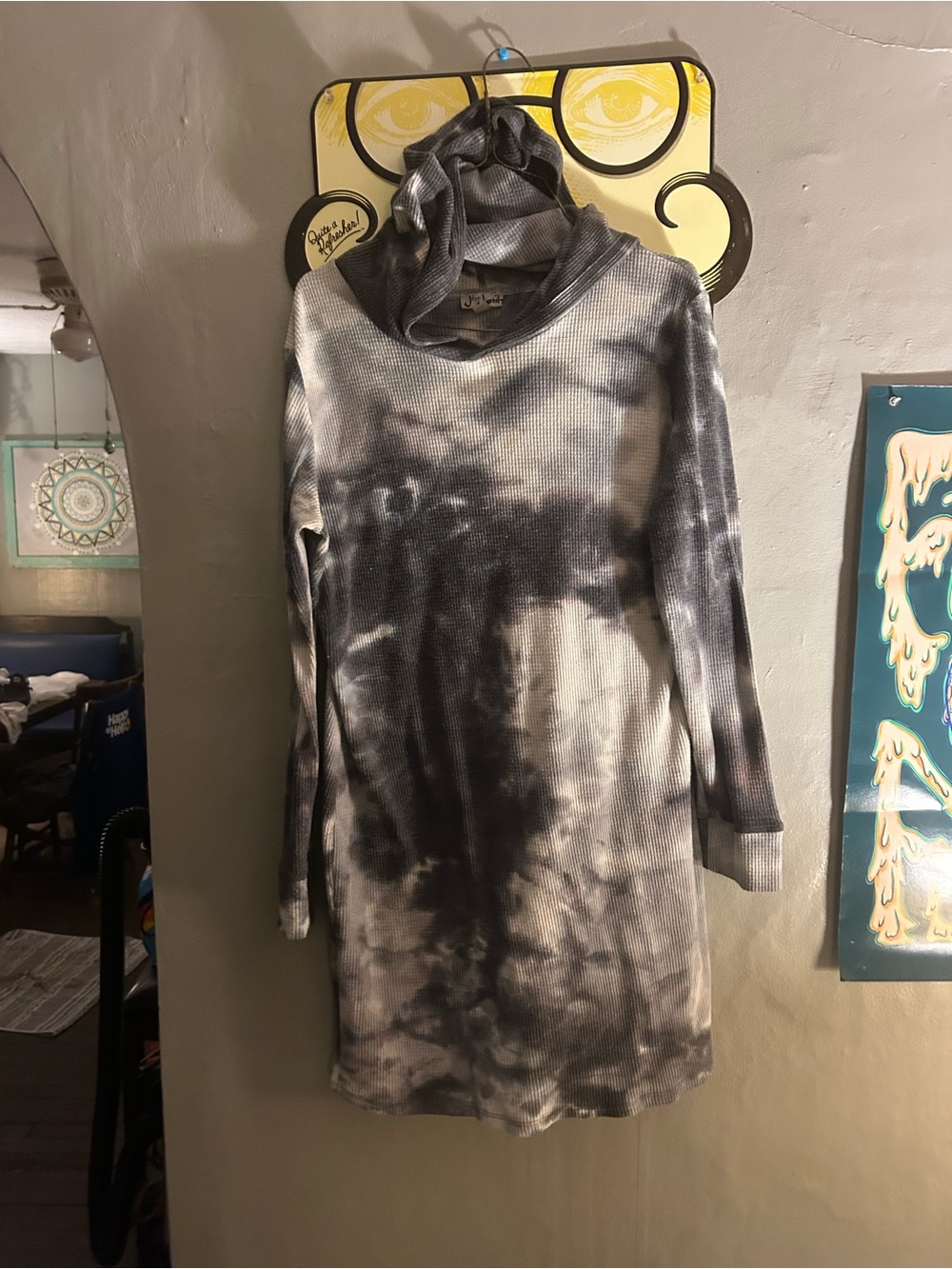 Thermal Tie-Dye Hooded Long Sleeve Dress or shirt.